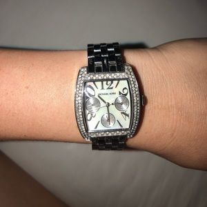 Pearl face silver diamond Michael Kors watch